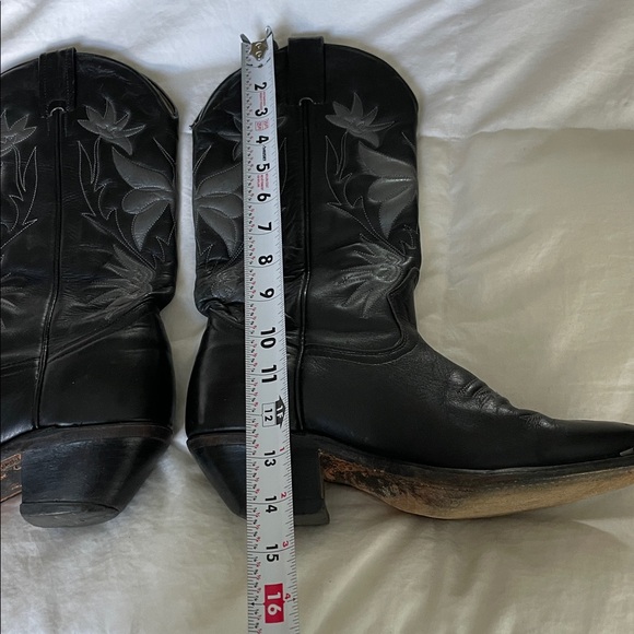 Boulet|Vintage |Black/Silver |Stitched Detailed |Western |Cowboy Boots |Size 7.5 - Picture 14 of 16